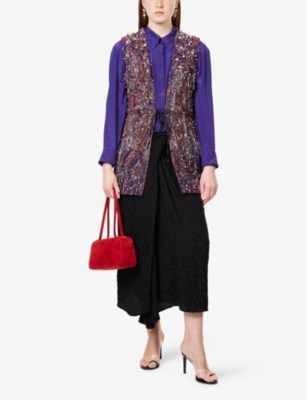 DRIES VAN NOTEN: Embellished Textured Stretch-Woven Vest