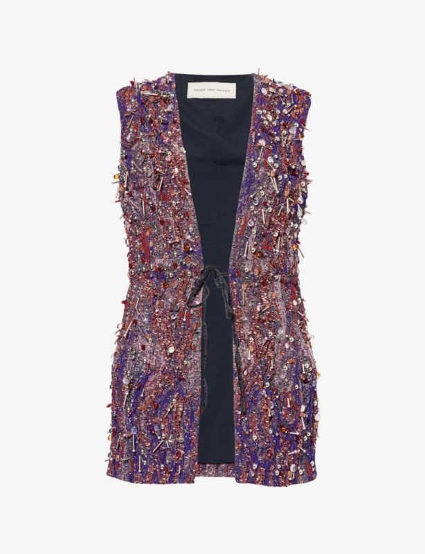 Embellished Textured Stretch-Woven Vest