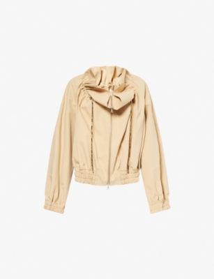 DRIES VAN NOTEN: Drawstring-High-Neck Raglan-Sleeves Cotton-Poplin Jacket