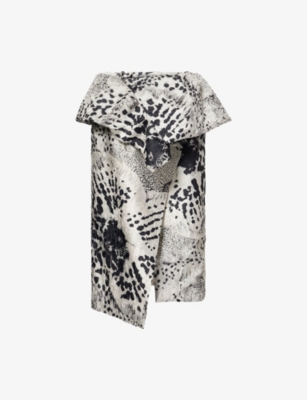 Dries Van Noten Womens Santi Floral-jacquard Wrap-front Satin Midi Skirt Black