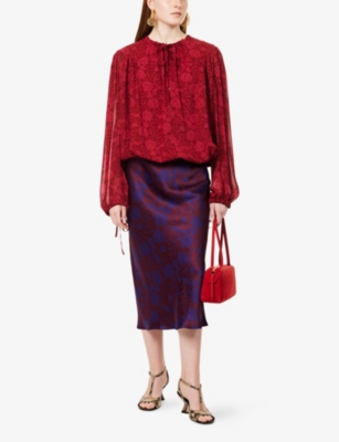 Dries Van Noten Cattis Floral-print Georgette Blouse In Cherry