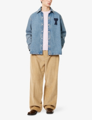 AMI PARIS: Brand-Appliqué Relaxed-Fit Denim Shirt