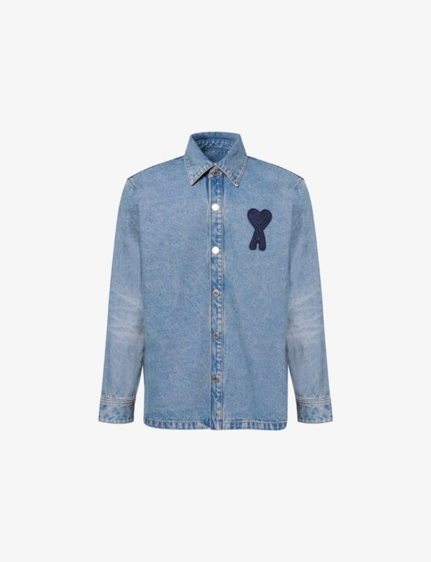 Brand-Appliqué Relaxed-Fit Denim Shirt