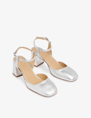 Whistles Womens Silver Matilda Block-heel Leather Slingback Shoes In Silver