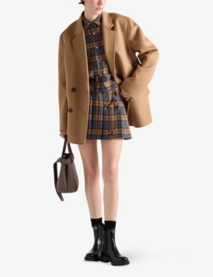 PRADA: Checked Patch-Pocket Wool Shirt