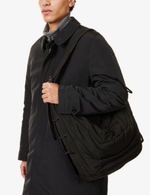 Lemaire Mens Soft Game Large Woven Cross-body Bag Dark Chocolate In Dark Chocolate