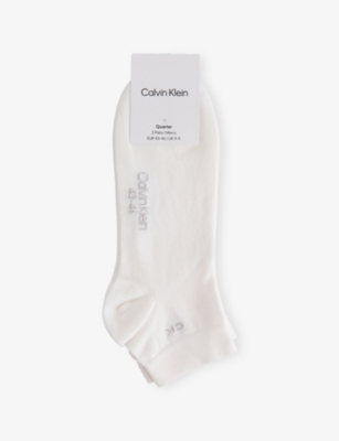 CALVIN KLEIN: Quarter Logo-Print Pack of Two Cotton-Blend Socks