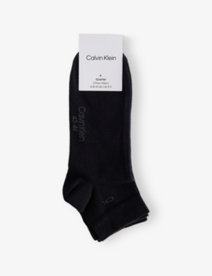 CALVIN KLEIN: Quarter Logo-Print Pack of Two Cotton-Blend Socks