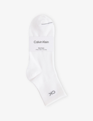 CALVIN KLEIN: Brand-Print Pack of Three Cotton-Blend Socks