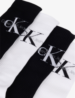 CALVIN KLEIN: Brand-Print Pack of Four Cotton-Blend Socks