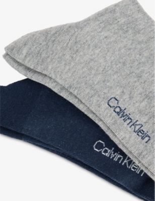 CALVIN KLEIN: Dropneedle Brand-Print Pack of Two Cotton-Blend Socks