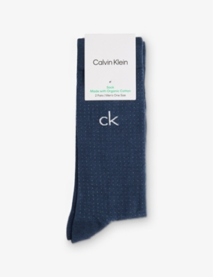 CALVIN KLEIN: Dropneedle Brand-Print Pack of Two Cotton-Blend Socks