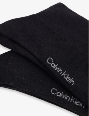 CALVIN KLEIN: Dropneedle Brand-Print Pack of Two Cotton-Blend Socks