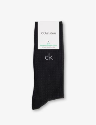 CALVIN KLEIN: Dropneedle Brand-Print Pack of Two Cotton-Blend Socks