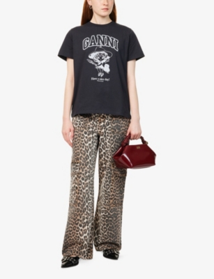 GANNI: Witch-Print Relaxed-Fit Cotton-Jersey T-Shirt