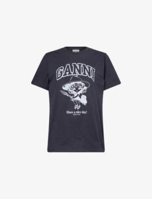 GANNI: Witch-Print Relaxed-Fit Cotton-Jersey T-Shirt