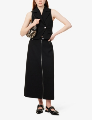 GANNI: Bonded Crepe Midi Skirt
