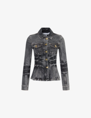 Washed Flared Stretch-Denim Blend Jacket