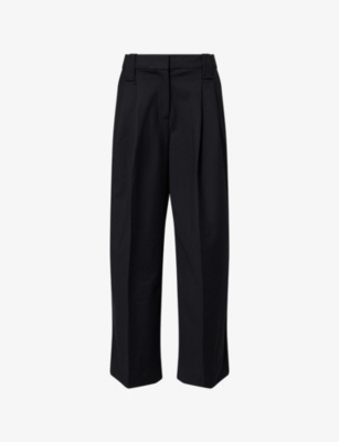 GANNI: Tailoring Wide-Leg Stretch-Cotton Trousers