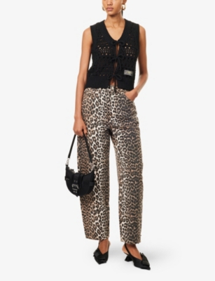 GANNI: Knitted V-Neck Cotton-Blend Vest