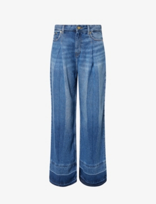 GANNI: Pleated Wide-Leg Woven Jeans