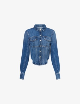 GANNI: Corsage Curved-Hem Denim Shirt