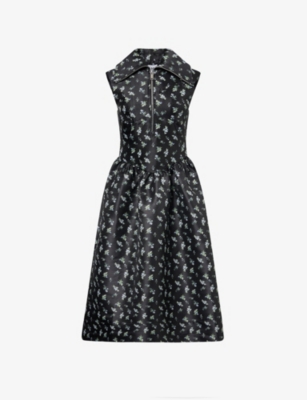 GANNI: Floral Jacquard Sleeveless Woven Midi Dress