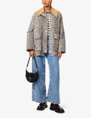 GANNI: Printed Canvas Relaxed Cotton-Blend Jacket