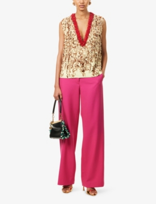 Sequin V-Neck Silk Top