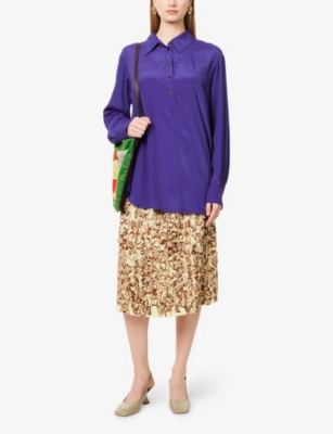 DRIES VAN NOTEN: Sequin-Embellished Satin Midi Skirt