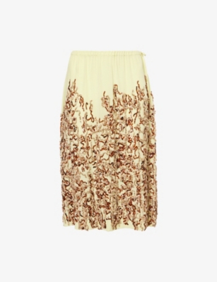 DRIES VAN NOTEN: Sequin-Embellished Satin Midi Skirt