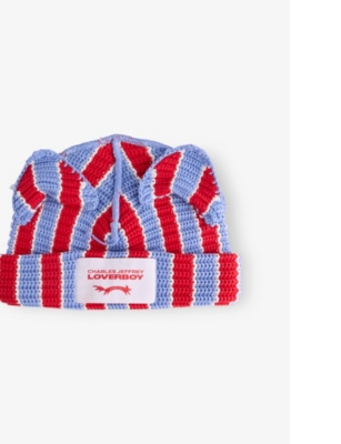CHARLES JEFFREY LOVERBOY: Chunky Ears Stripe-Pattern Knitted Wool-Blend Beanie Hat