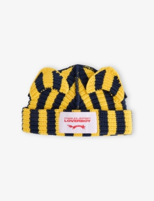 CHARLES JEFFREY LOVERBOY: Chunky Ears Stripe-Pattern Knitted Wool-Blend Beanie Hat