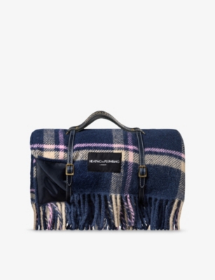 HEATING & PLUMBING LONDON: Checked Waterproof Wool Picnic Blanket 183cm x 145cm