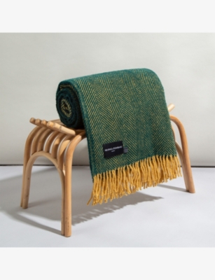 HEATING & PLUMBING LONDON: Evening Tales Herringbone-Pattern Wool Throw 183cm x 150cm