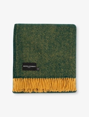 HEATING & PLUMBING LONDON: Evening Tales Herringbone-Pattern Wool Throw 183cm x 150cm