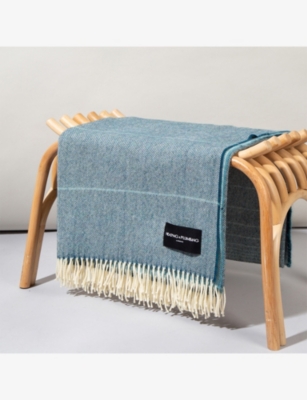 Heating & Plumbing London Wonderland Striped Alpaca And Wool-blend Throw 200cm X 145cm Blue In Blue