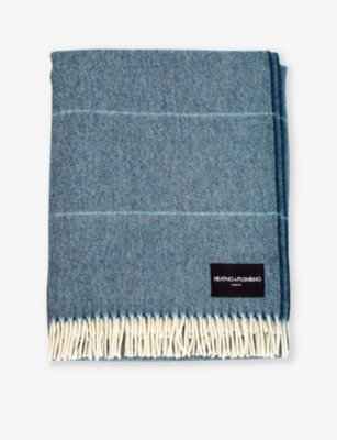 Heating & Plumbing London Wonderland Striped Alpaca And Wool-blend Throw 200cm X 145cm Blue In Blue
