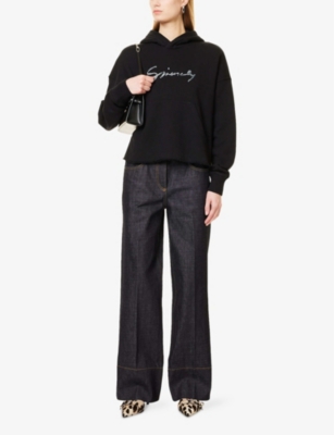GIVENCHY: Cropped Raw-Hem Relaxed Cotton-Jersey Hoody