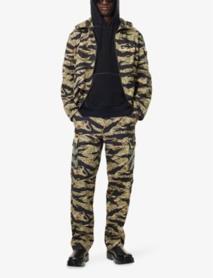 GIVENCHY: Camouflage-Print Wide-Leg Cargo-Pocket Cotton Trousers