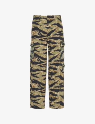 GIVENCHY: Camouflage-Print Wide-Leg Cargo-Pocket Cotton Trousers
