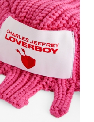 Charles Jeffrey Loverboy Mens Pink Archer Logo-patch Knitted Beanie