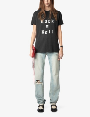 Slogan-Print Short-Sleeve Cotton T-Shirt