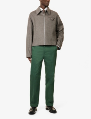 DUNHILL MENS SLIP-POCKET STRAIGHT-LEG REGULAR-FIT COTTON-BLEND TROUSERS GREEN 