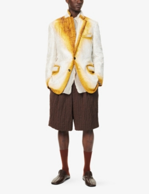 DRIES VAN NOTEN: Blunton Single-Breasted Graphic Silk-Satin Blazer