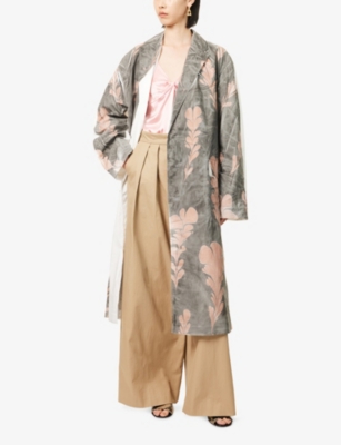 DRIES VAN NOTEN: Reuben Double-Breasted Floral-Print Cotton Coat