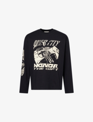 HONOR THE GIFT: Driving Graphic-Print Relaxed-Fit Cotton Top