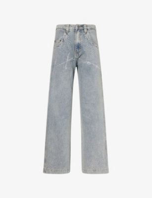 HONOR THE GIFT: Rhinestone-Embellished Wide-Leg Denim Jeans