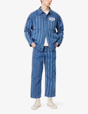 HONOR THE GIFT: Honor Inc Ankle Striped Denim-Blend Trousers