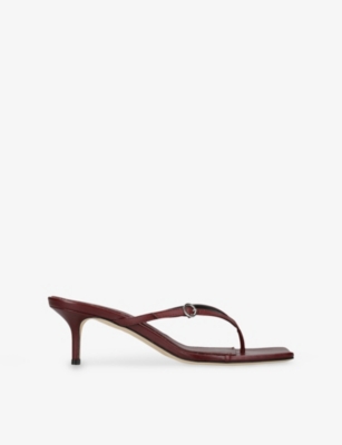 Shop Aeyde Womens Wine Leigh Buckle Leather Heeled Mules Eur 39 / 6 Uk